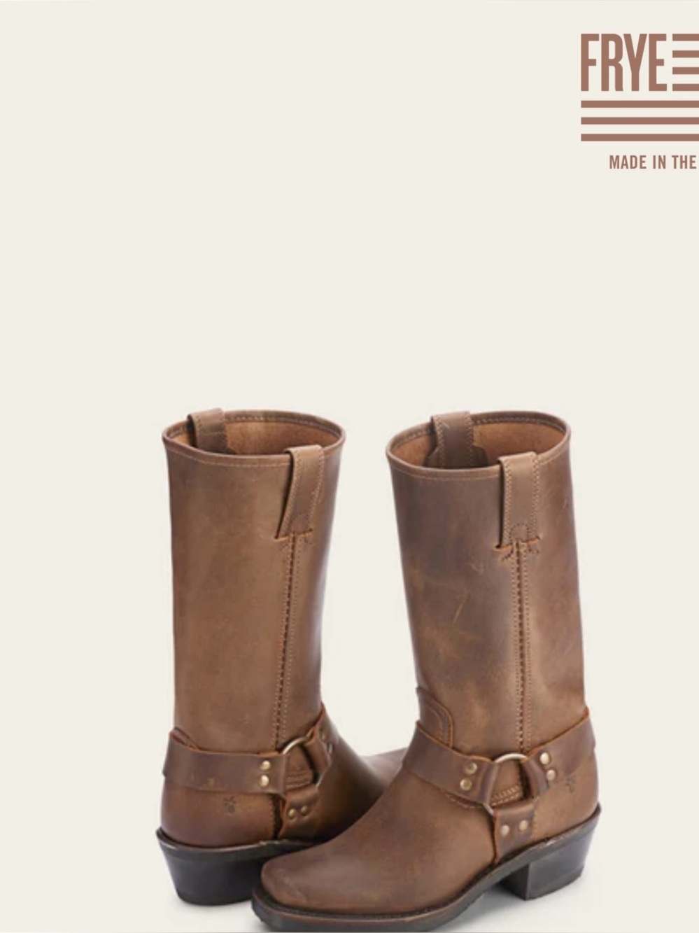 EUC; Vintage Frye Distressed Leather Square Toe Harness Moto Boots ; 7; $498